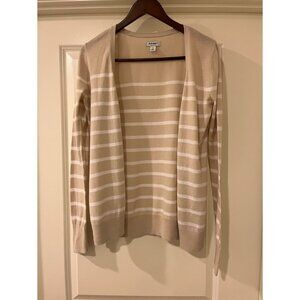 Tan and White Striped Cardigan